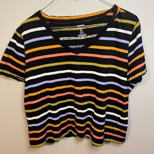 Black with Multi Colored Stripes Sonoma The Everyday Tee V Neck